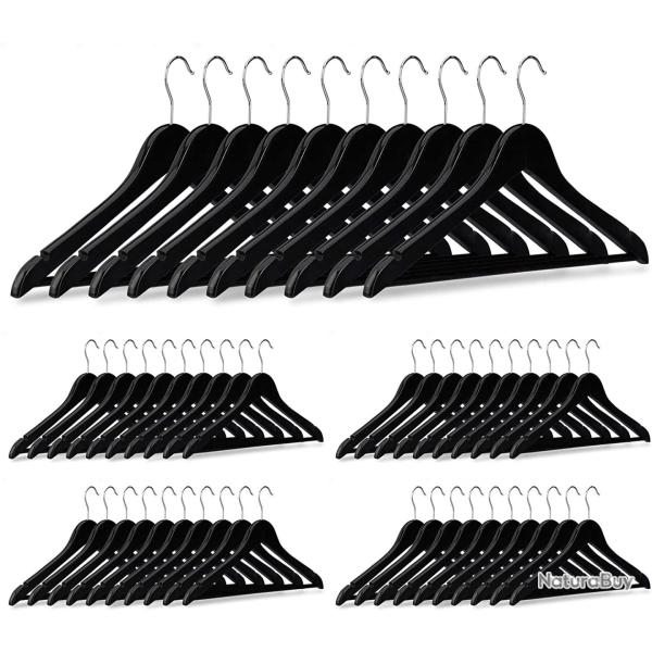 Lot de de 50 cintres avec encoches en bois noir 13_0002505_2