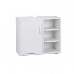 Dessous de lavabo meuble salle de bain 1 porte 3 &eacute;tag&egrave;res wc MDF blanc 13_0000909_2