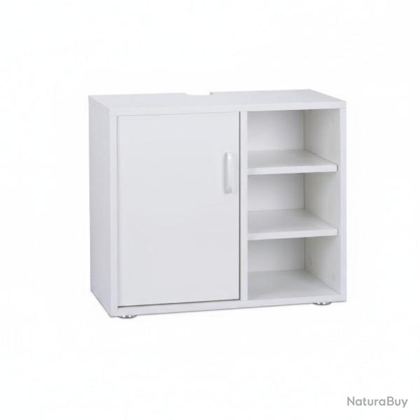 Dessous de lavabo meuble salle de bain 1 porte 3 �tag�res wc MDF blanc 13_0000909_2