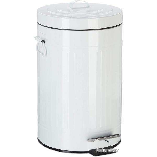 Poubelle � p�dale vintage cuisine salle de bain en m�tal 12 litres blanc 13_0002319_3