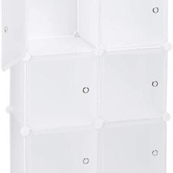 Armoire &eacute;tag&egrave;re de rangement meuble avec 6 portes blanc 13_0002585_2