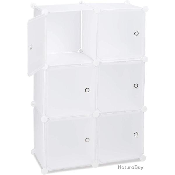 Armoire �tag�re de rangement meuble avec 6 portes blanc 13_0002585_2