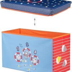 Tabouret coffre bo&icirc;te jouet pouf rangement enfant bleu 13_0002763_4