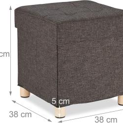 Tabouret pouf coffre avec espace de rangement marron 13_0002754_2