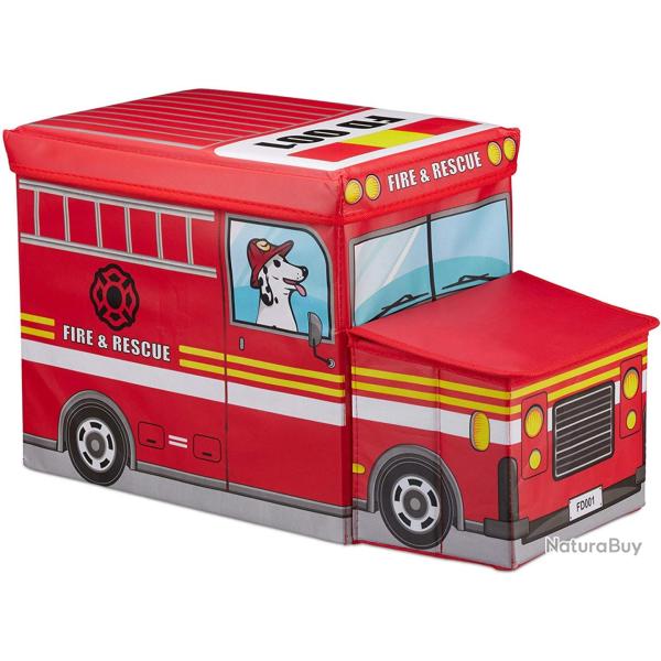 Tabouret pouf coffre bo�te � Jouets pouf enfant pliable rouge 13_0002812_5