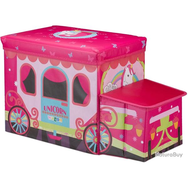 Tabouret pouf coffre bo�te � Jouets pouf enfant pliable rose 13_0002812_2