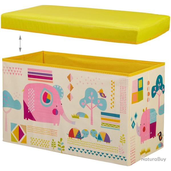 Tabouret coffre bo�te jouet pouf rangement enfant jaune 13_0002763_2