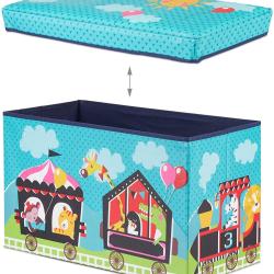 Tabouret coffre bo&icirc;te jouet pouf rangement enfant bleu 13_0002763_3