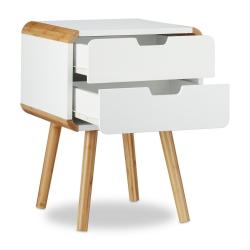 Table chevet 2 tiroirs table console MDF blanc 13_0002693