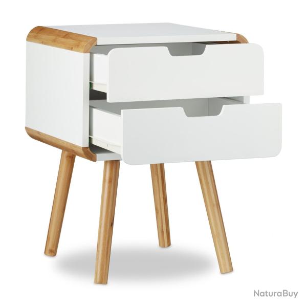 Table chevet 2 tiroirs table console MDF blanc 13_0002693