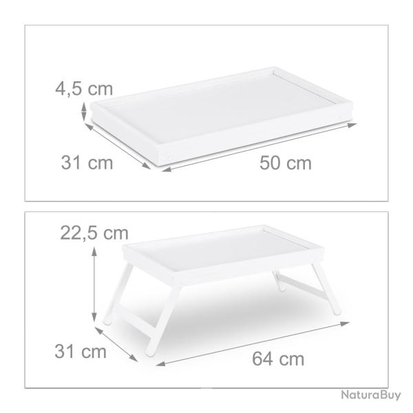 Tablette plateau de lit bambou blanc service ordinateur 13_0002744