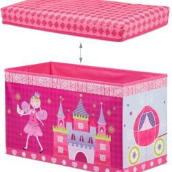 Tabouret coffre bo&icirc;te jouet pouf rangement enfant rose 13_0002763