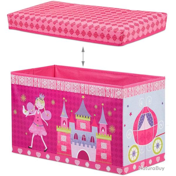 Tabouret coffre bo�te jouet pouf rangement enfant rose 13_0002763