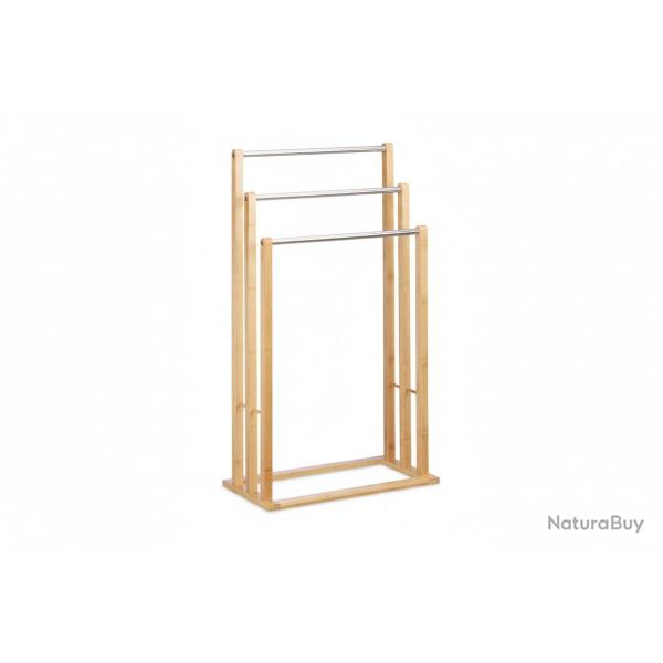 Porte-serviettes sur pied 3 bras salle de bain bambou 13_0002272