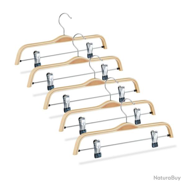 Lot de 5 cintres � pantalons en bois 13_0002503