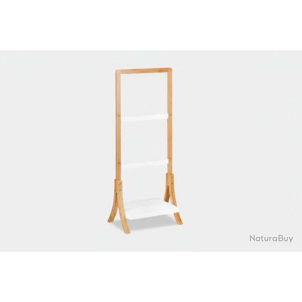 Porte pied rangement support pour serviettes de bain 3 barres 103 cm bambou 13_0002255