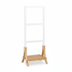 Porte-serviettes sur pied 3 barres bras bois blanc 13_0002273