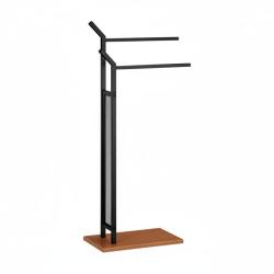 Porte-serviettes support sur pied 2 barres fer et bois marron et noir 13_0002269