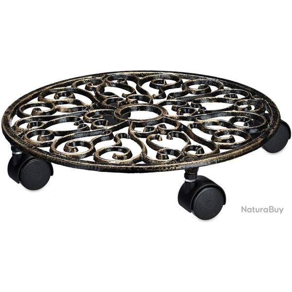 Porte-plantes � roulettes rond en fonte 13_0002225