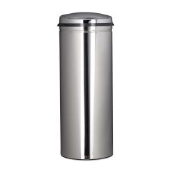 Poubelle cuisine en inox 50 litres bac &agrave; ordures en m&eacute;tal 80 cm de hauteur 30 cm de diam&egrave;tre couver
