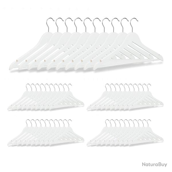 Lot de de 50 cintres avec encoches en bois blanc 13_0002505