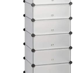 Armoire &eacute;tag&egrave;re meubles &agrave; chaussures rangement plastique chaussures modulable 12 paires transparent