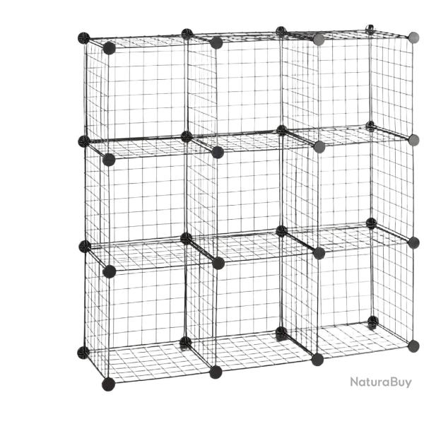 �tag�re modulable grille treillis 9 cubes compartiments m�tal meuble rangement grillage 35x35 cm no