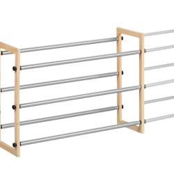 &Eacute;tag&egrave;re meuble ouvert chaussures en bois et fer extensible 13_0001068