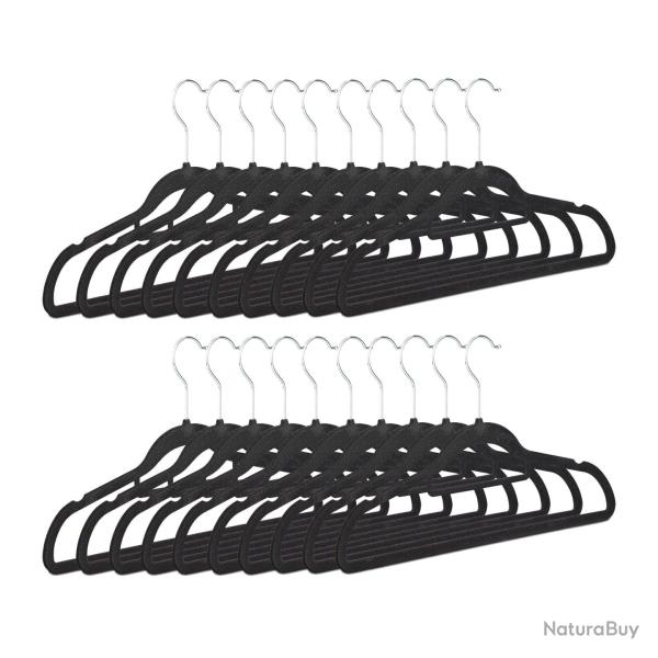 Lot de 20 cintres en velours antid�rapant pour manteaux pantalons robes v�tements noirs 20 13_00007