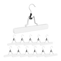 Lot de 12 cintres pince &agrave; pantalons en bois blanc 13_0000735