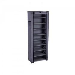 Armoire/&eacute;tag&egrave;res &agrave; chaussures 10 couches avec housse 27 paires de chaussures 58 x 28 x 160 cm gris