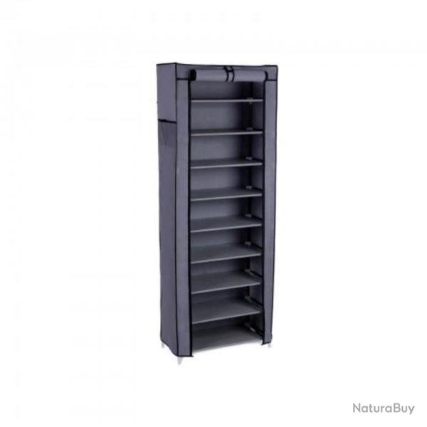 Armoire/�tag�res � chaussures 10 couches avec housse 27 paires de chaussures 58 x 28 x 160 cm gris