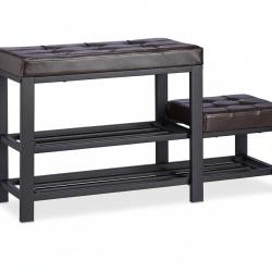 Banc d'entr&eacute;e meuble chaussure banquette tabouret 90,5 cm marron 13_0000352