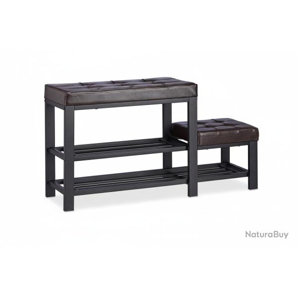Banc d'entr�e meuble chaussure banquette tabouret 90,5 cm marron 13_0000352