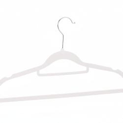 Lot de 30 cintres en velours m&eacute;tal blanc 13_0000752