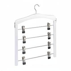 Lot de 3 cintres multiple en bois pour robes pantalons gain de place clips crochet 360 blanc 13_000