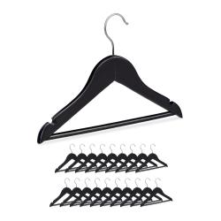 Lot de 20 cintres en bois v&ecirc;tements b&eacute;b&eacute; enfant traverse crochet rotatif encoches noir m&eacute;tal noir 2