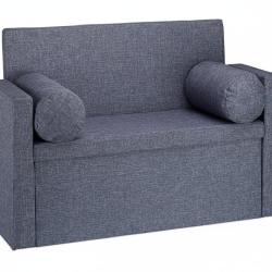 Banc dossier 2 places banquette coffre de rangement pliable assise pratique pliant 115 cm gris 13_0