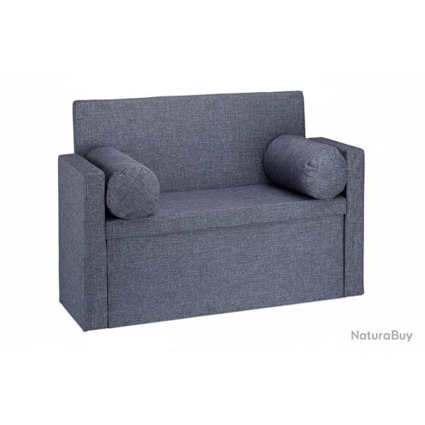 Banc dossier 2 places banquette coffre de rangement pliable assise pratique pliant 115 cm gris 13_0