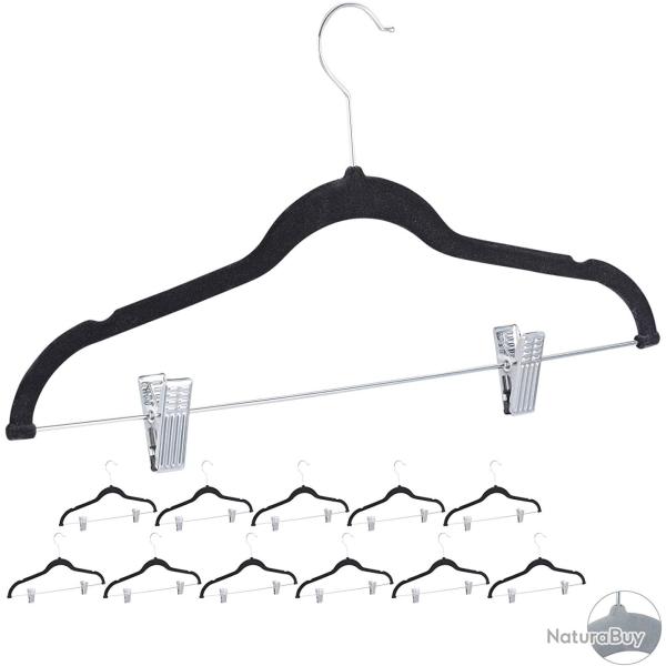 Lot de 12 cintres pinces en velours noir 13_0000754