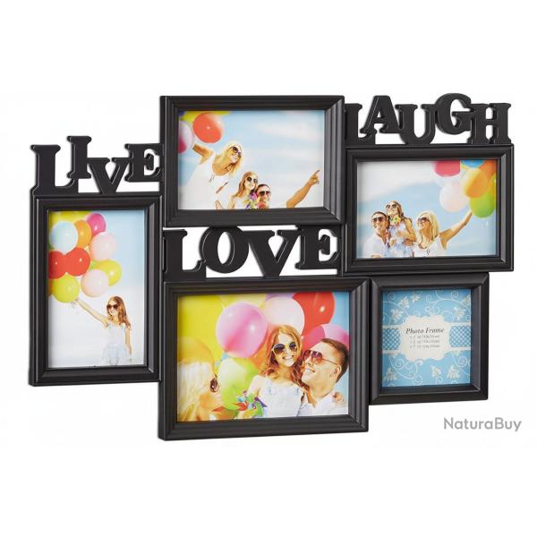 Cadre p�le-m�le 5 photos galerie mur cadre mural live love laugh noir 13_0000598