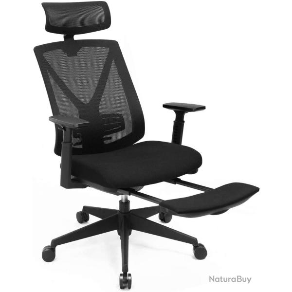 Chaise de bureau avec repose pied fauteuil de bureau ergonomique en filet m�canisme basculant (90-1