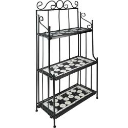 &Eacute;tag&egrave;re pour plantes mosa&iuml;que 3 niveaux 114 cm noir/blanc 2208298
