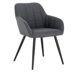 Chaise de salle &agrave; manger en lin gris fonc&eacute; 19_0000414