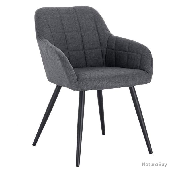 Chaise de salle � manger en lin gris fonc� 19_0000414