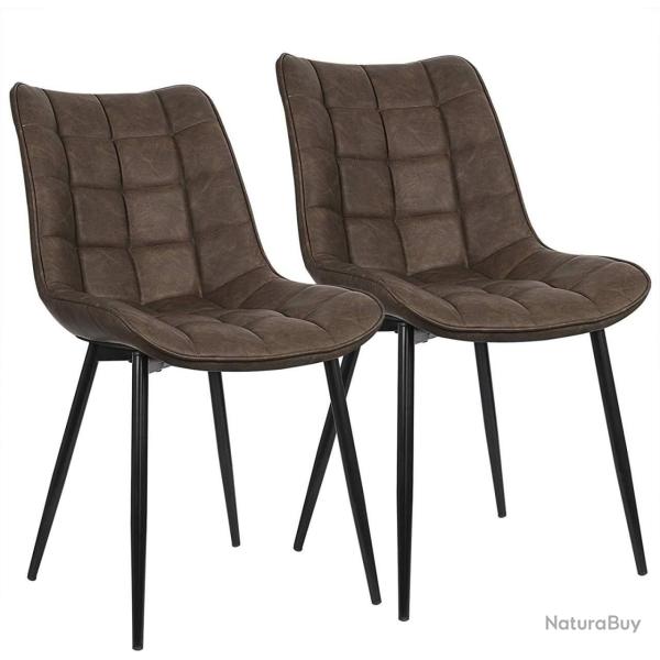 Chaises de cuisine salle � manger en synth�tique 2 pi�ces marron 19_0000413
