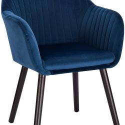 Fauteuil lounge velours et bois bleu 19_0000193