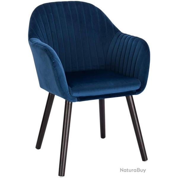 Fauteuil lounge velours et bois bleu 19_0000193