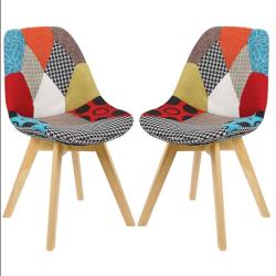 Chaises de salle &agrave; manger en lin 2 pi&egrave;ces multicolor 19_0000546