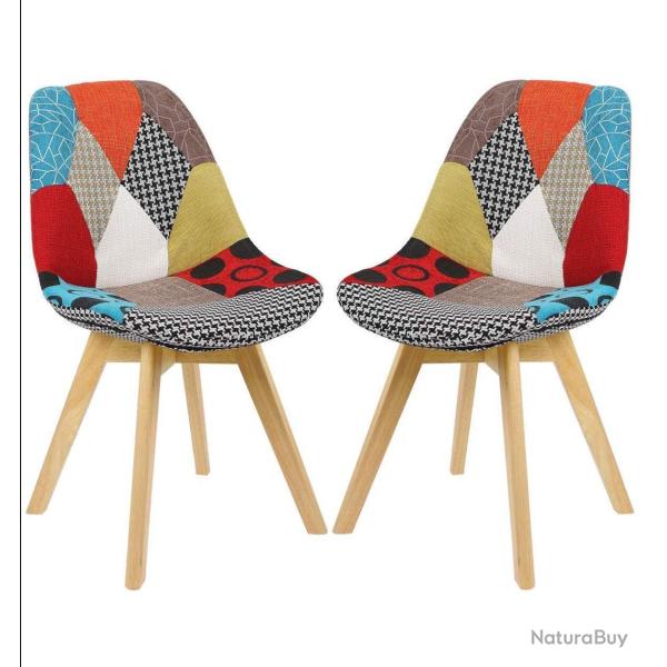 Chaises de salle � manger en lin 2 pi�ces multicolor 19_0000546